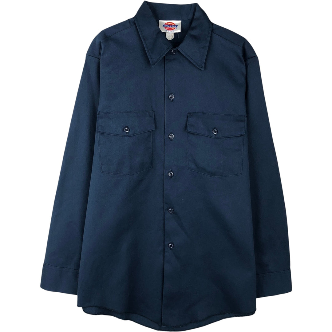 Vintage 90'S Dickies long-sleeved work shirt, made in the USA, size M, men's polyester navy blue type Vintage Second Hand