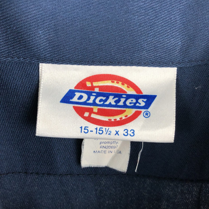 Vintage 90'S Dickies long-sleeved work shirt, made in the USA, size M, men's polyester navy blue type Vintage Second Hand