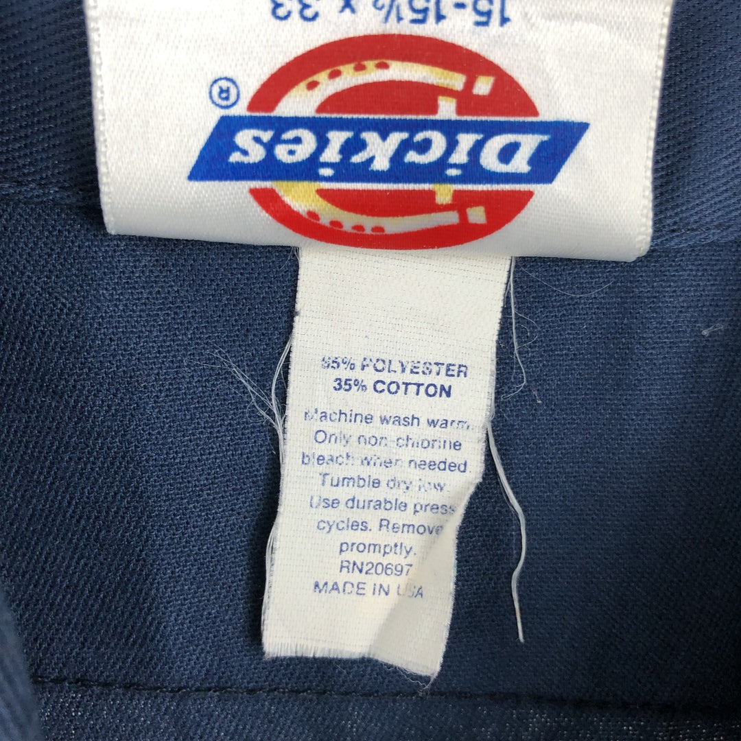 Vintage 90'S Dickies long-sleeved work shirt, made in the USA, size M, men's polyester navy blue type Vintage Second Hand