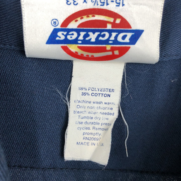 Vintage 90'S Dickies long-sleeved work shirt, made in the USA, size M, men's polyester navy blue type Vintage Second Hand
