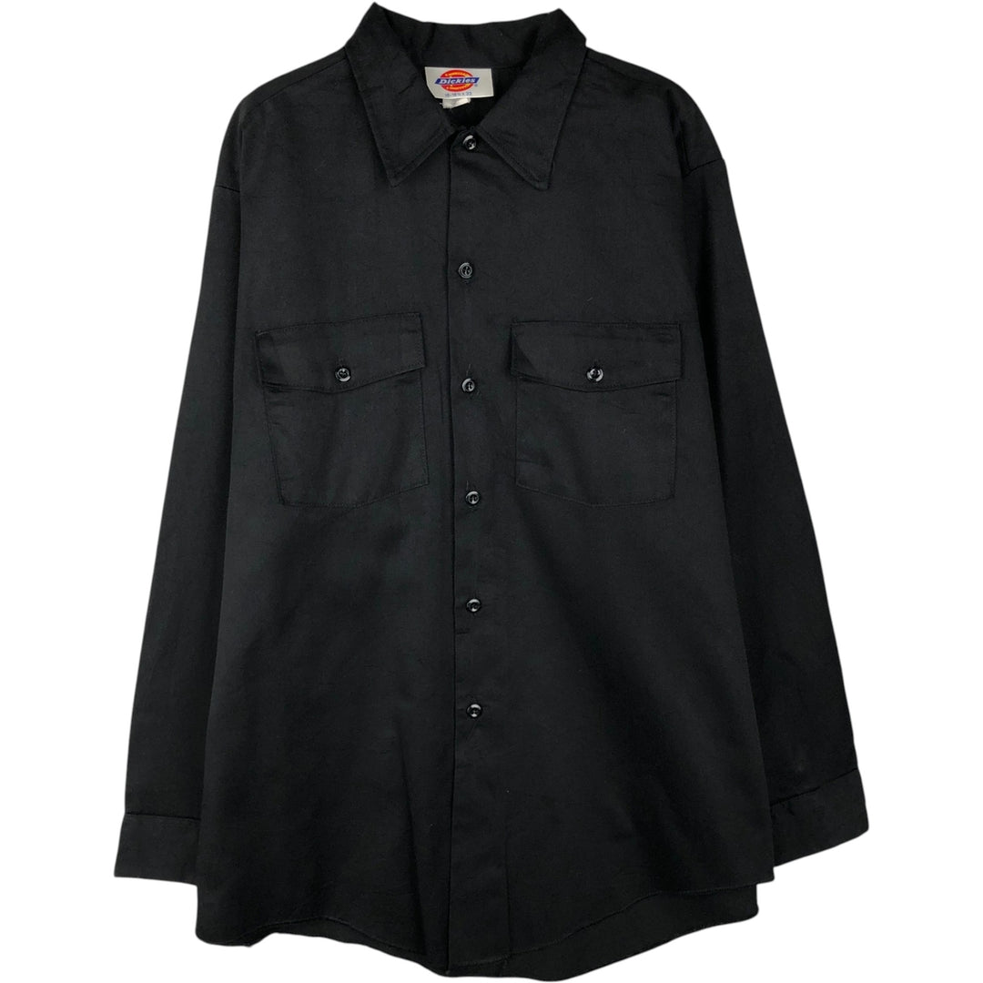 90'S Dickies Long-Sleeve Work Shirt, Made in USA, Men's Size L (Equivalent), Vintage polyester black type Vintage Second Hand