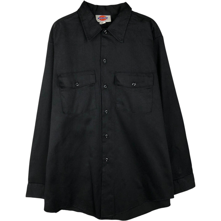 90'S Dickies Long-Sleeve Work Shirt, Made in USA, Men's Size L (Equivalent), Vintage polyester black type Vintage Second Hand
