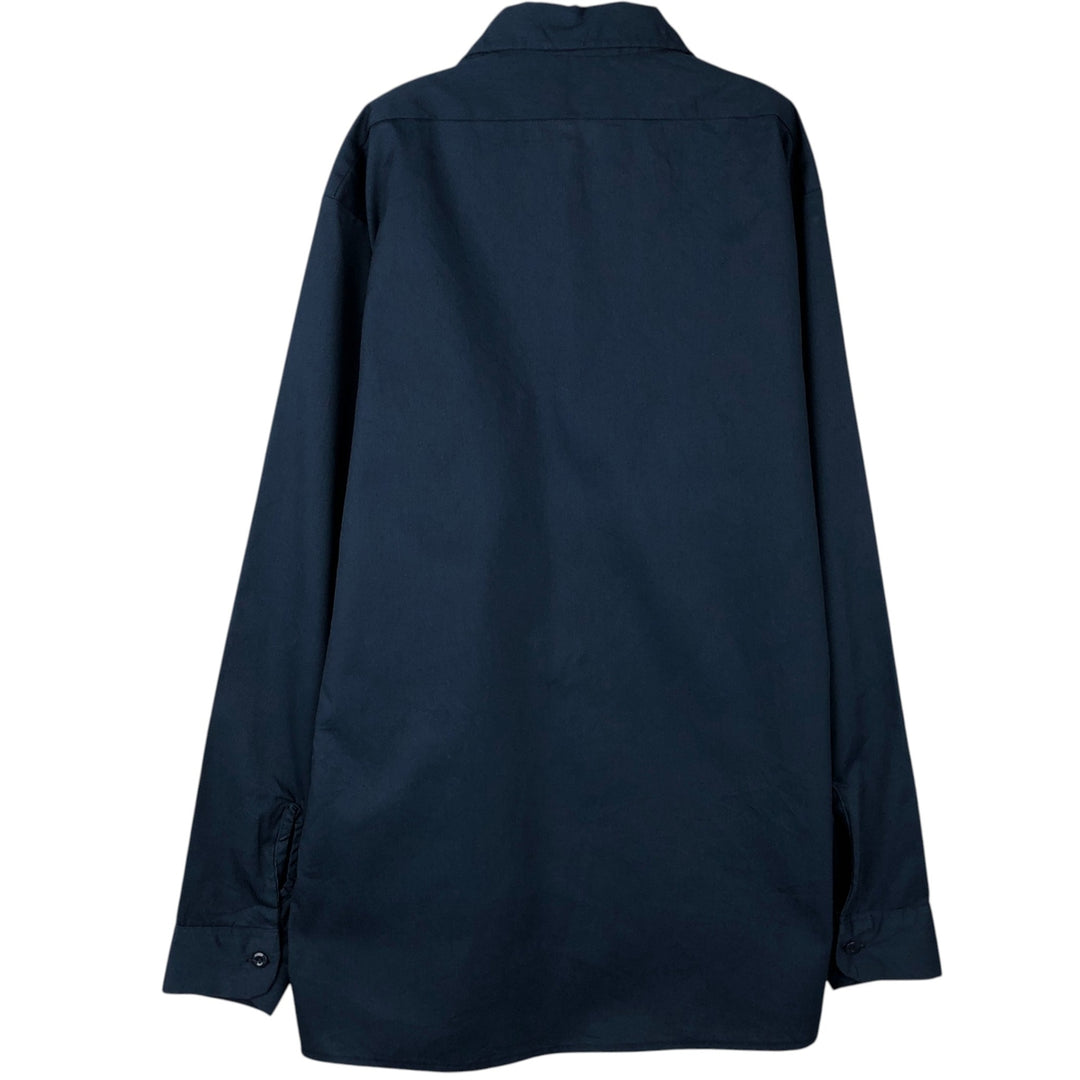 90'S Dickies Long-Sleeve Work Shirt, Boxy Shirt, Made in USA, Men's Size M (Equivalent), Vintage polyester navy blue type Vintage Second Hand