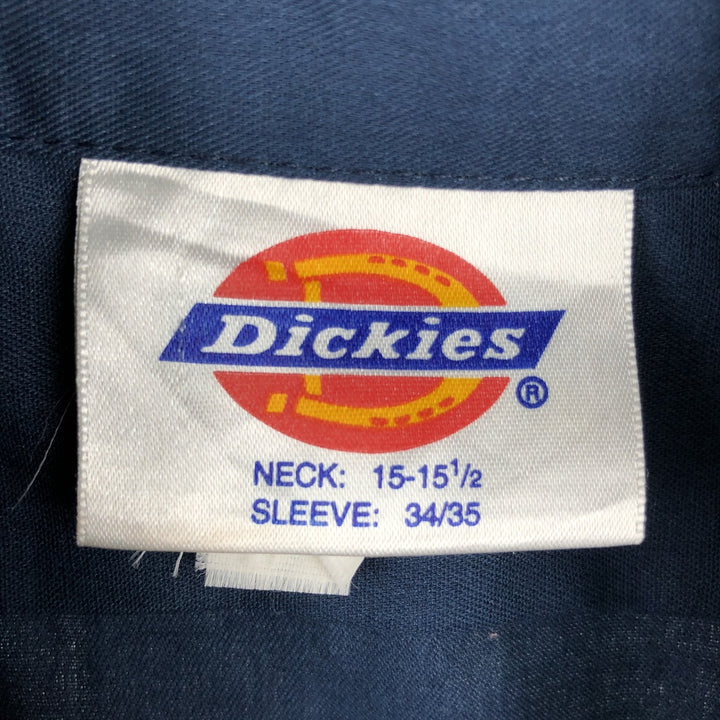 90'S Dickies Long-Sleeve Work Shirt, Boxy Shirt, Made in USA, Men's Size M (Equivalent), Vintage polyester navy blue type Vintage Second Hand