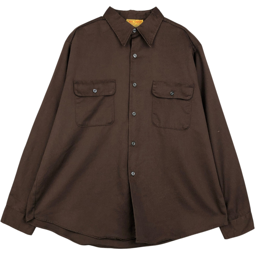 70s-era Big Yank long-sleeved work shirt, men's size XL equivalent, vintage. polyester brown type Vintage Second Hand