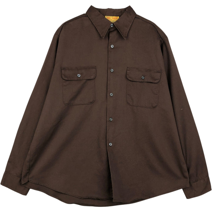 70s-era Big Yank long-sleeved work shirt, men's size XL equivalent, vintage. polyester brown type Vintage Second Hand