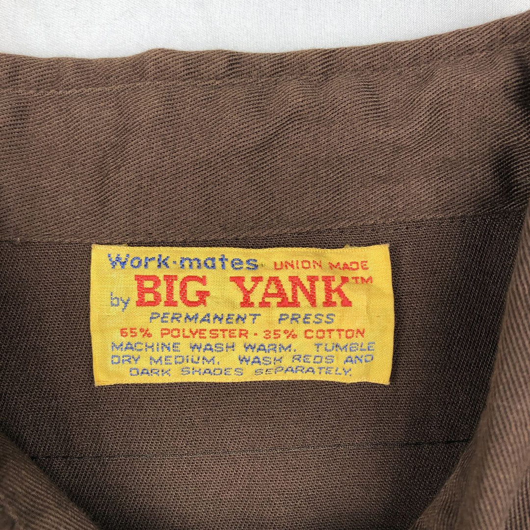 70s-era Big Yank long-sleeved work shirt, men's size XL equivalent, vintage. polyester brown type Vintage Second Hand