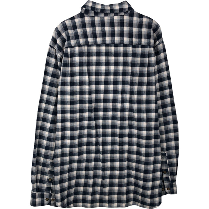 Carhartt Relaxed Fit Check Pattern Long Sleeve Button Down Work Shirt, Men's XL cotton navy blue type Vintage Second Hand
