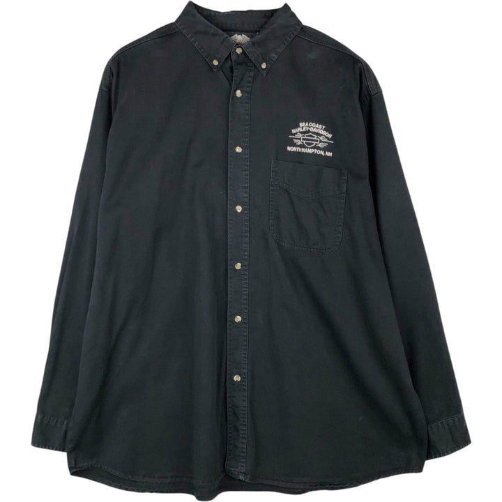 Harley-Davidson long-sleeved button-down work shirt, men's size XXL cotton black type Vintage Second Hand