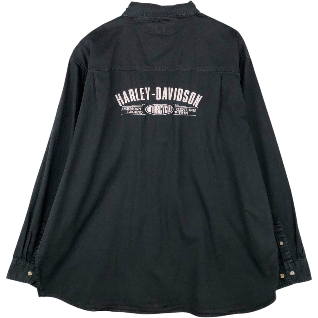 Harley-Davidson long-sleeved button-down work shirt, men's size XXL cotton black type Vintage Second Hand