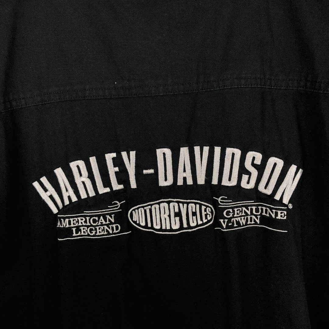 Harley-Davidson long-sleeved button-down work shirt, men's size XXL cotton black type Vintage Second Hand
