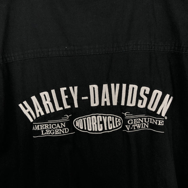 Harley-Davidson long-sleeved button-down work shirt, men's size XXL cotton black type Vintage Second Hand