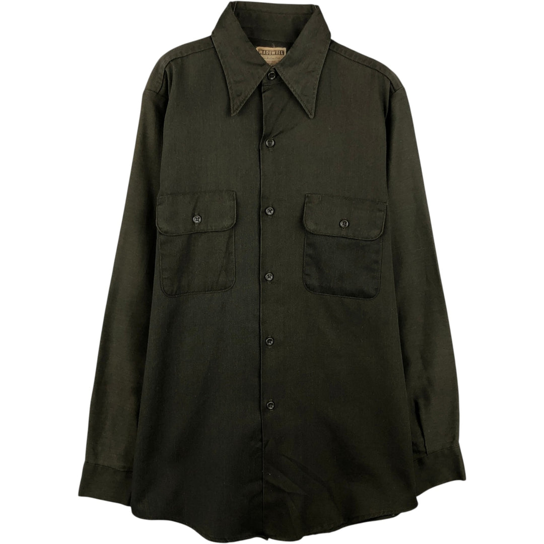 Madewell Long-Sleeve Work Shirt, Men's Size M (Equivalent), Vintage polyester Khaki type Vintage Second Hand