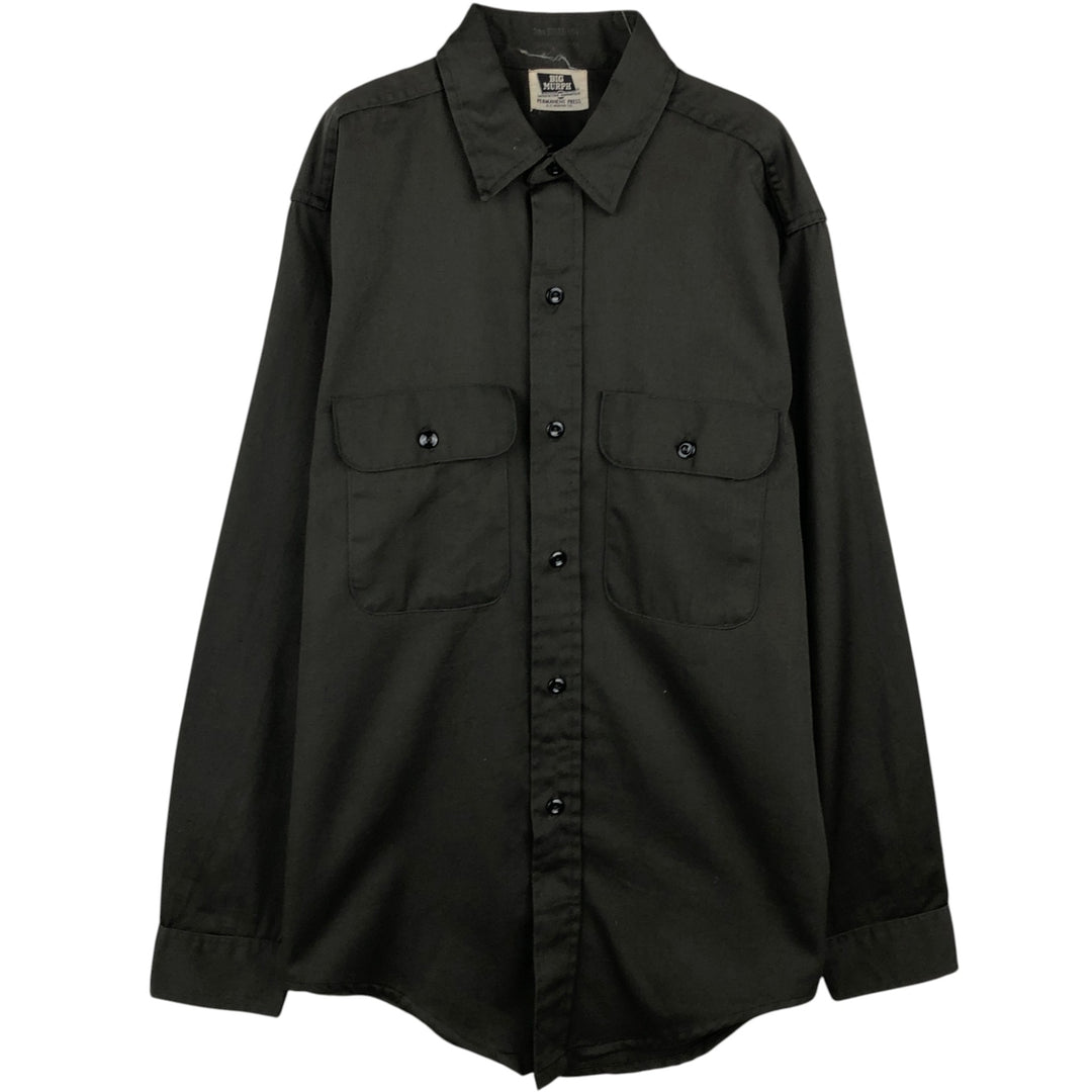 1960'S Big Murph Long-Sleeve Work Shirt, Men's Size M (Equivalent), Vintage unclear dark green Vintage Second Hand