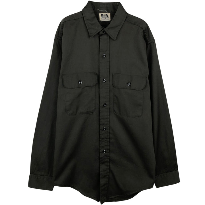1960'S Big Murph Long-Sleeve Work Shirt, Men's Size M (Equivalent), Vintage unclear dark green Vintage Second Hand