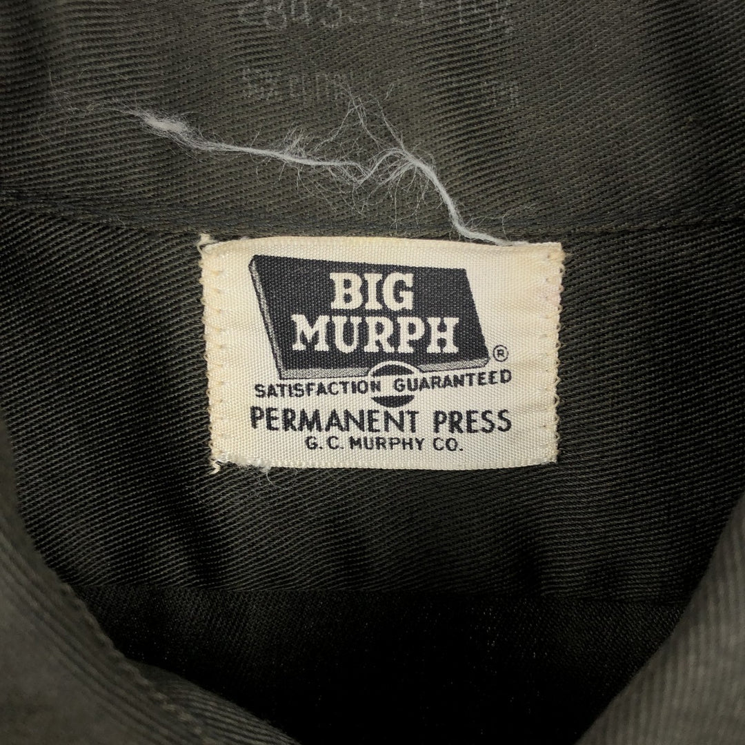 1960'S Big Murph Long-Sleeve Work Shirt, Men's Size M (Equivalent), Vintage unclear dark green Vintage Second Hand