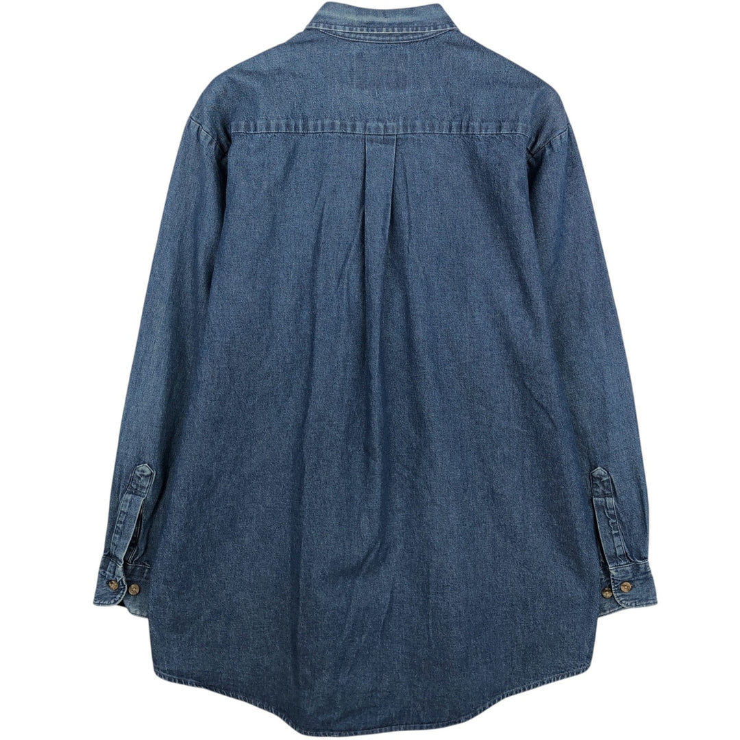 2000'S Dickies Long-Sleeve Button-Down Denim Shirt, Men's Size L (approx.) cotton blue type Vintage Second Hand