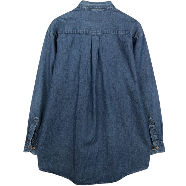2000'S Dickies Long-Sleeve Button-Down Denim Shirt, Men's Size L (approx.) cotton blue type Vintage Second Hand