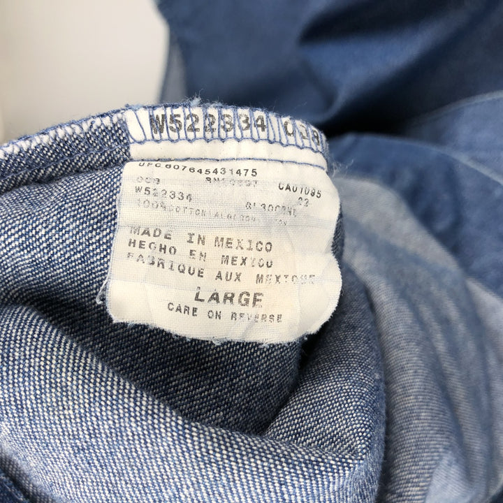 2000'S Dickies Long-Sleeve Button-Down Denim Shirt, Men's Size L (approx.) cotton blue type Vintage Second Hand