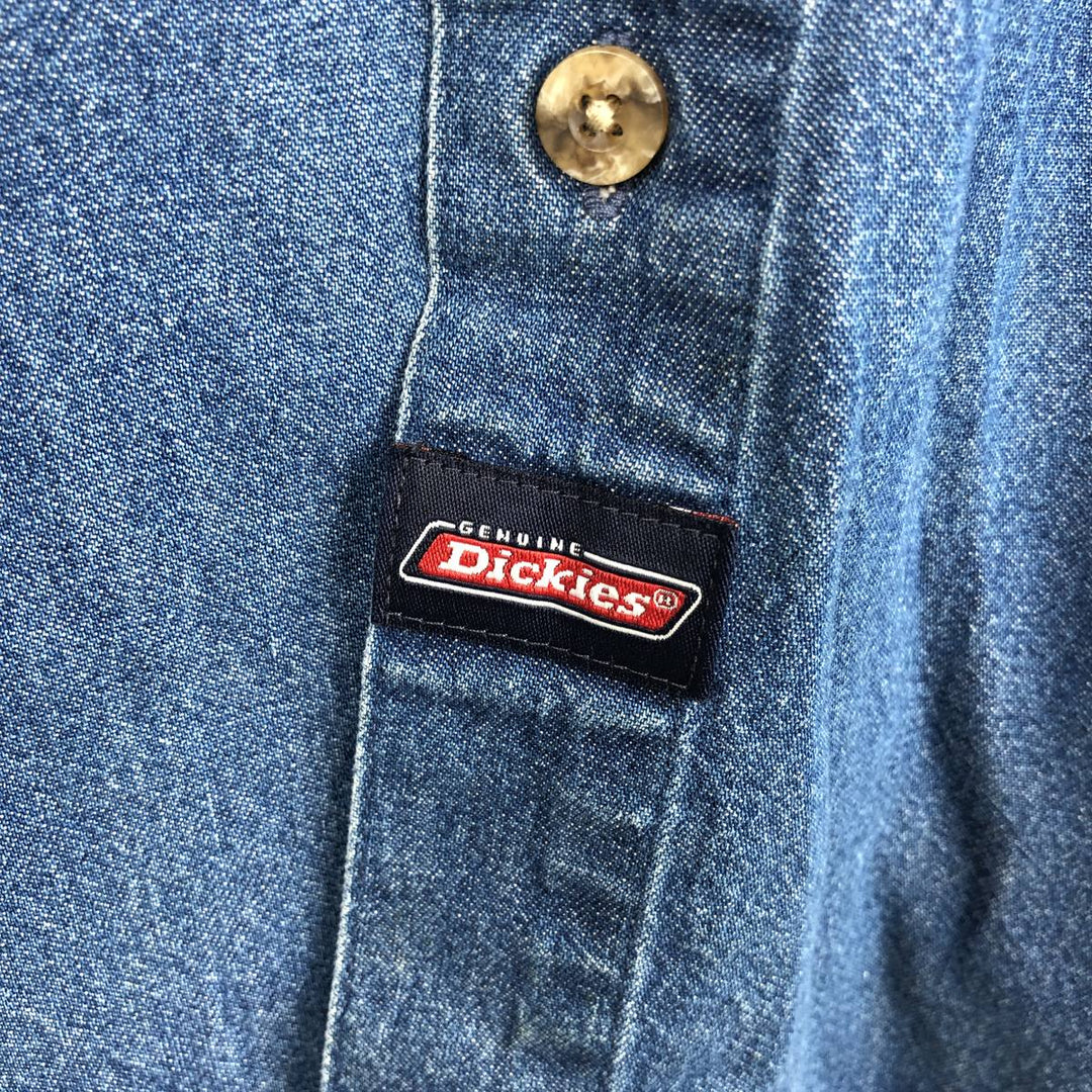 2000'S Dickies Long-Sleeve Button-Down Denim Shirt, Men's Size L (approx.) cotton blue type Vintage Second Hand