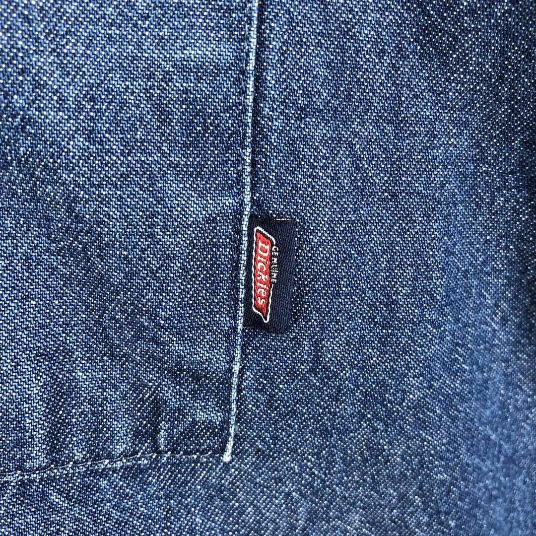 2000'S Dickies Long-Sleeve Button-Down Denim Shirt, Men's Size L (approx.) cotton blue type Vintage Second Hand