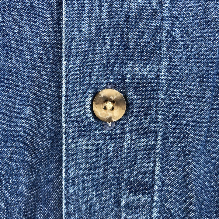 2000'S Dickies Long-Sleeve Button-Down Denim Shirt, Men's Size L (approx.) cotton blue type Vintage Second Hand