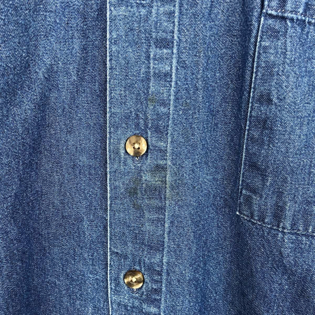 2000'S Dickies Long-Sleeve Button-Down Denim Shirt, Men's Size L (approx.) cotton blue type Vintage Second Hand
