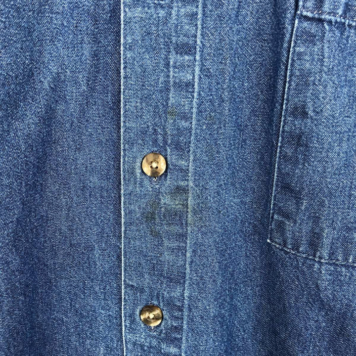 2000'S Dickies Long-Sleeve Button-Down Denim Shirt, Men's Size L (approx.) cotton blue type Vintage Second Hand