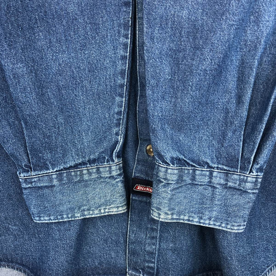 2000'S Dickies Long-Sleeve Button-Down Denim Shirt, Men's Size L (approx.) cotton blue type Vintage Second Hand