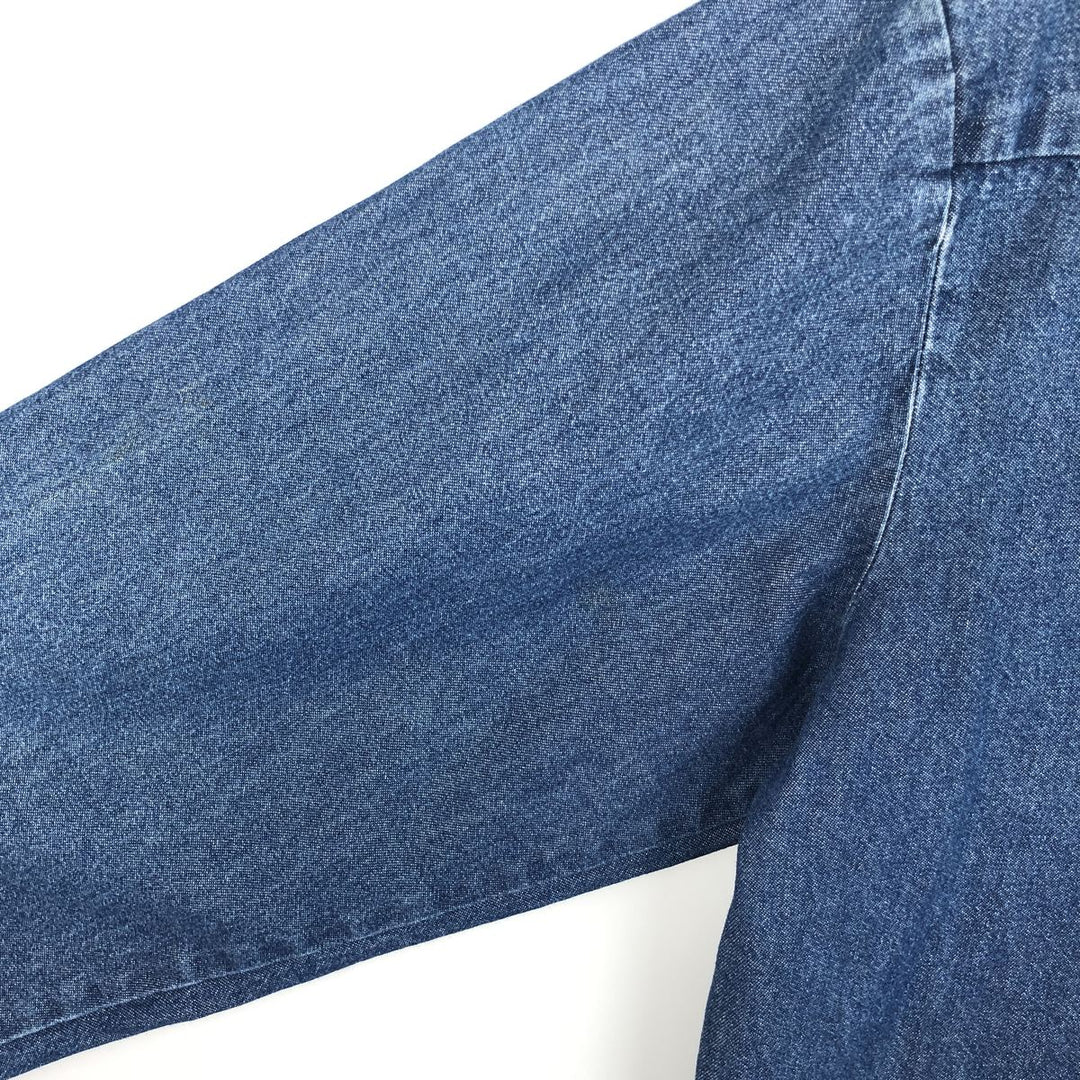 2000'S Dickies Long-Sleeve Button-Down Denim Shirt, Men's Size L (approx.) cotton blue type Vintage Second Hand