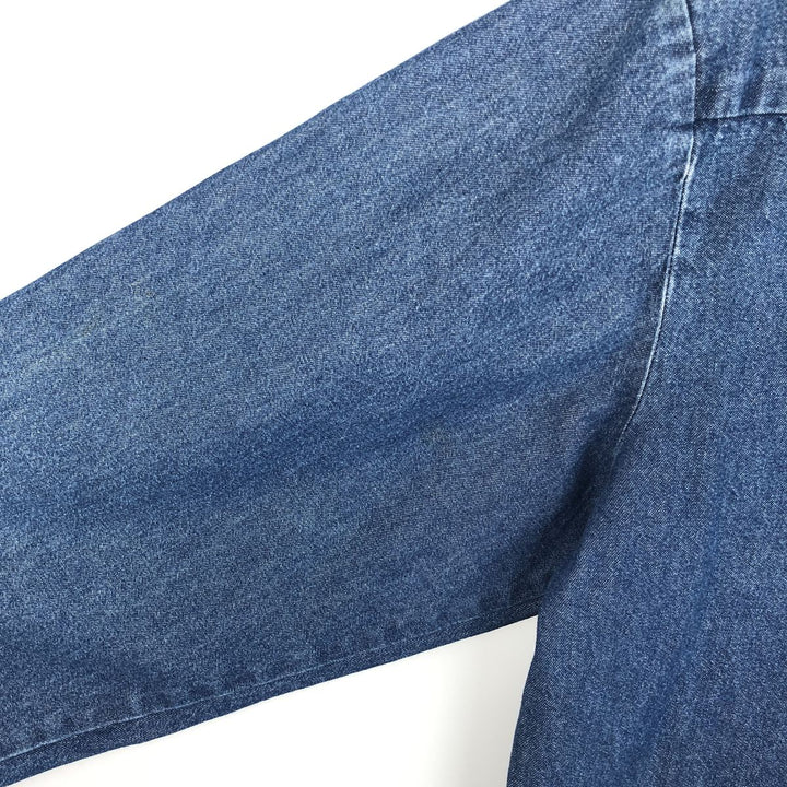 2000'S Dickies Long-Sleeve Button-Down Denim Shirt, Men's Size L (approx.) cotton blue type Vintage Second Hand