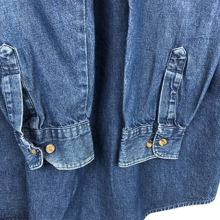 2000'S Dickies Long-Sleeve Button-Down Denim Shirt, Men's Size L (approx.) cotton blue type Vintage Second Hand