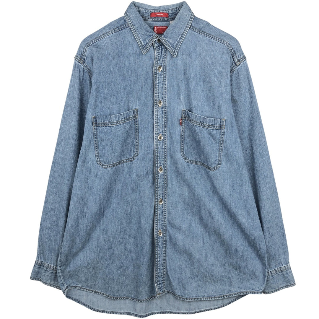 2000'S Levi's Loose Fit Long-Sleeve Denim Shirt, Men's Size M (approx.) cotton blue type Vintage Second Hand