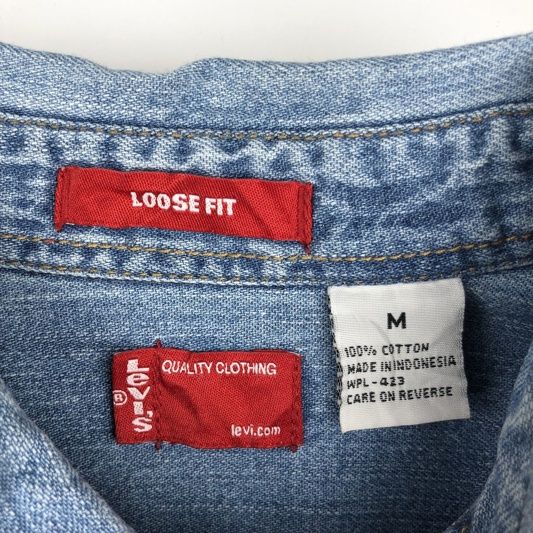 2000'S Levi's Loose Fit Long-Sleeve Denim Shirt, Men's Size M (approx.) cotton blue type Vintage Second Hand