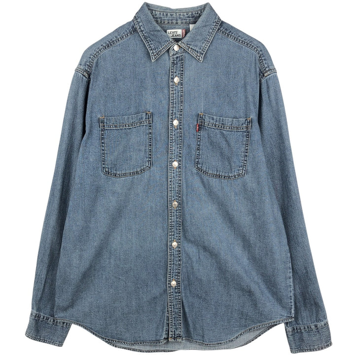 90s-00'S Levi's long-sleeved denim shirt, men's size M equivalent, vintage. cotton blue type Vintage Second Hand
