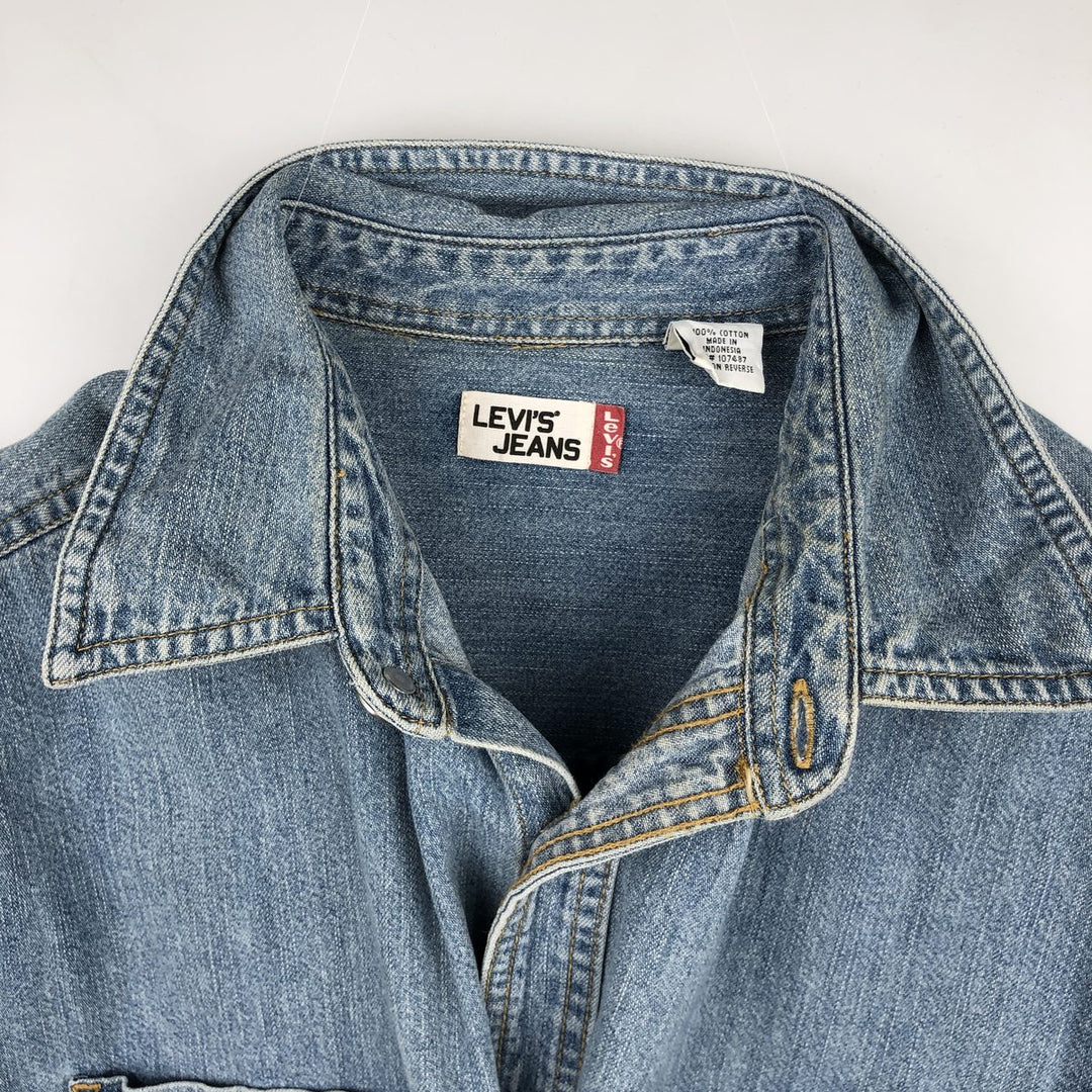 90s-00'S Levi's long-sleeved denim shirt, men's size L equivalent, vintage. cotton blue type Vintage Second Hand