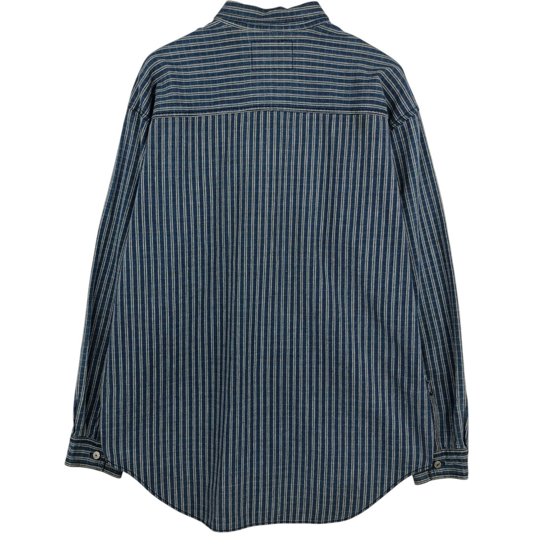 90'S Levi's Stripe Pattern Long Sleeve Denim Shirt Men's Size L Vintage cotton blue type Vintage Second Hand