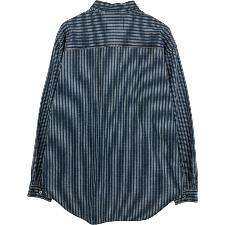 90'S Levi's Stripe Pattern Long Sleeve Denim Shirt Men's Size L Vintage cotton blue type Vintage Second Hand