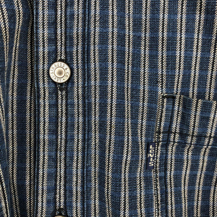 90'S Levi's Stripe Pattern Long Sleeve Denim Shirt Men's Size L Vintage cotton blue type Vintage Second Hand