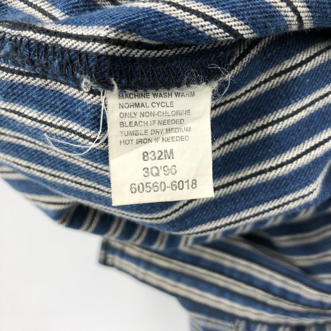 90'S Levi's Stripe Pattern Long Sleeve Denim Shirt Men's Size L Vintage cotton blue type Vintage Second Hand