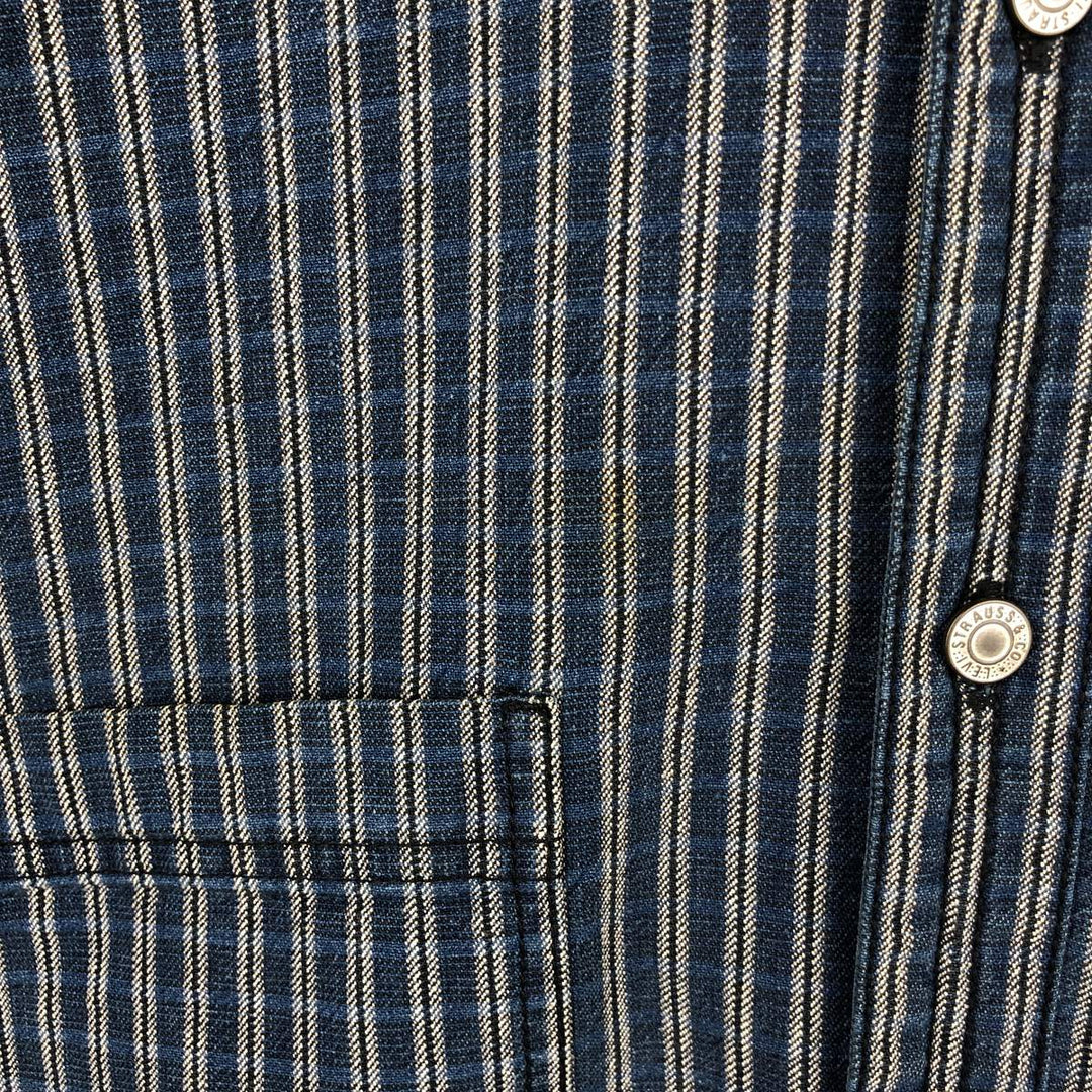 90'S Levi's Stripe Pattern Long Sleeve Denim Shirt Men's Size L Vintage cotton blue type Vintage Second Hand