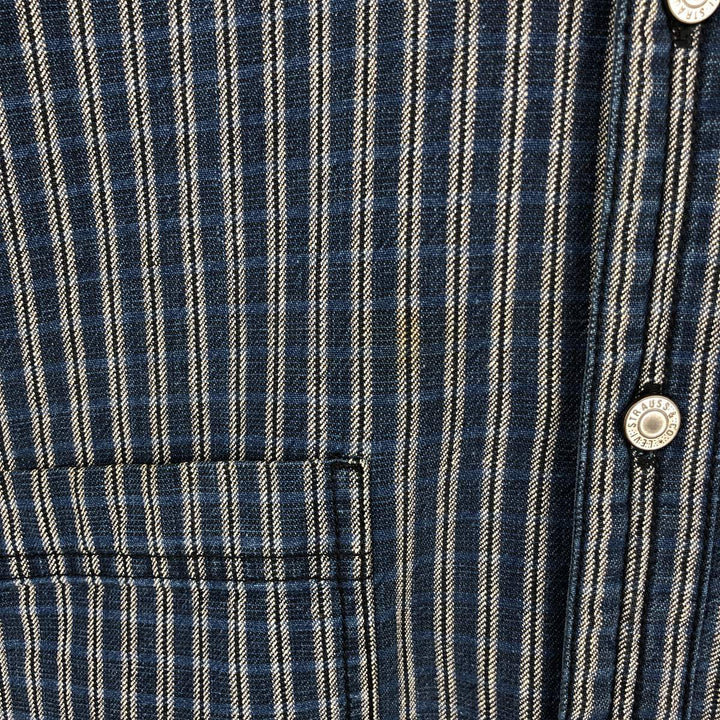 90'S Levi's Stripe Pattern Long Sleeve Denim Shirt Men's Size L Vintage cotton blue type Vintage Second Hand