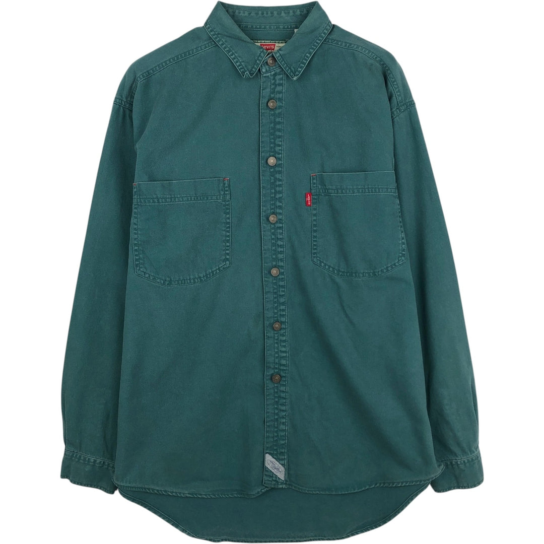 90'S Vintage Levi's Long Sleeve Denim Shirt, Men's Size Medium cotton green type Vintage Second Hand
