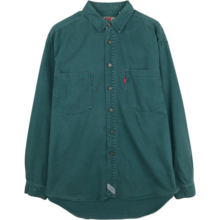 90'S Vintage Levi's Long Sleeve Denim Shirt, Men's Size Medium cotton green type Vintage Second Hand