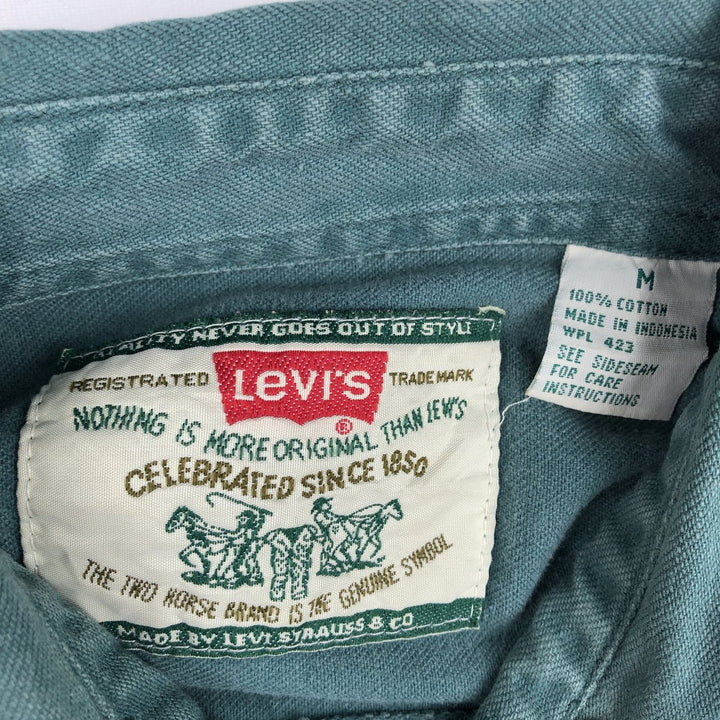 90'S Vintage Levi's Long Sleeve Denim Shirt, Men's Size Medium cotton green type Vintage Second Hand