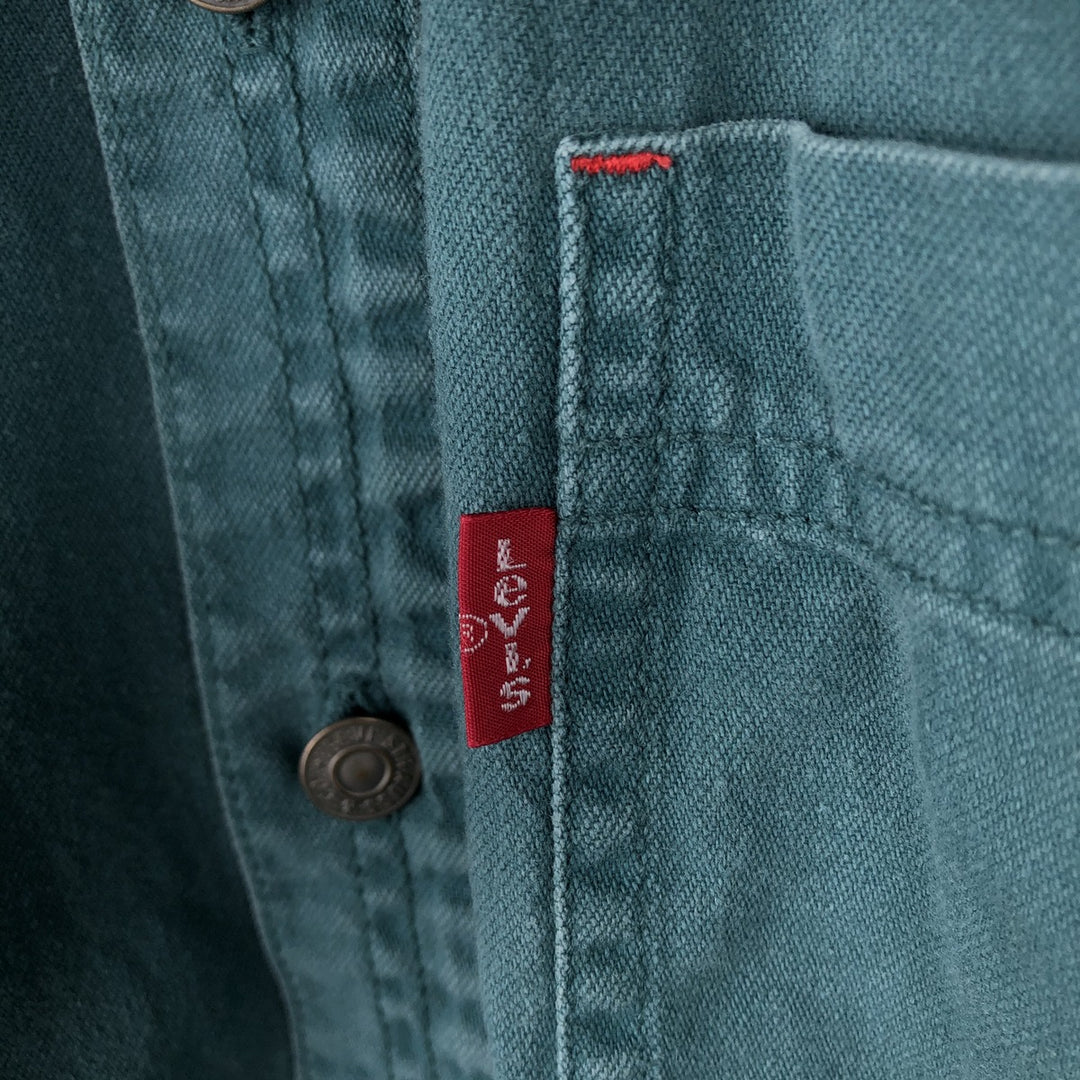 90'S Vintage Levi's Long Sleeve Denim Shirt, Men's Size Medium cotton green type Vintage Second Hand
