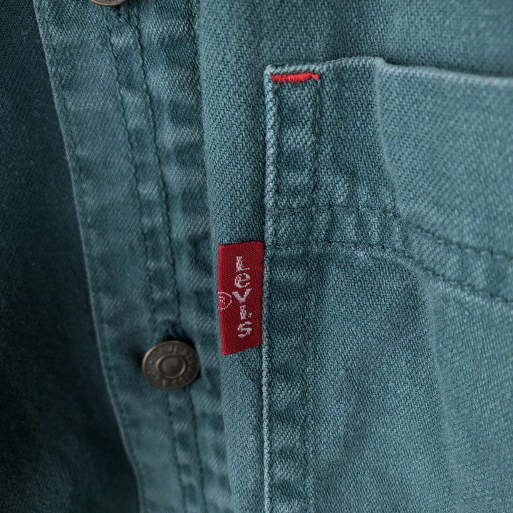 90'S Vintage Levi's Long Sleeve Denim Shirt, Men's Size Medium cotton green type Vintage Second Hand