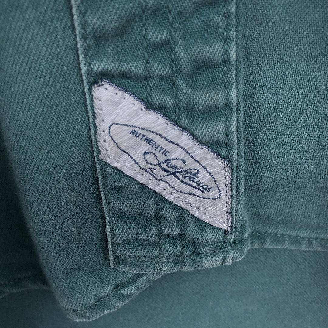 90'S Vintage Levi's Long Sleeve Denim Shirt, Men's Size Medium cotton green type Vintage Second Hand