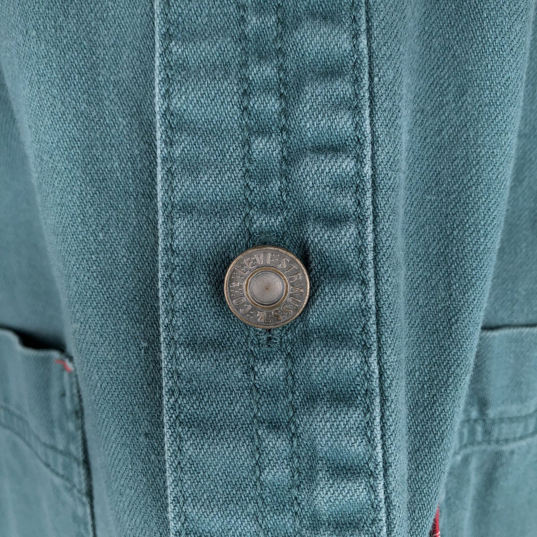 90'S Vintage Levi's Long Sleeve Denim Shirt, Men's Size Medium cotton green type Vintage Second Hand