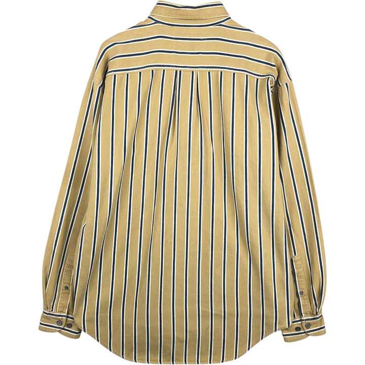90'S Levi's Stripe Pattern Long-Sleeve Button-Down Denim Shirt, Men's Size L (Equivalent), Vintage cotton yellow type Vintage Second Hand